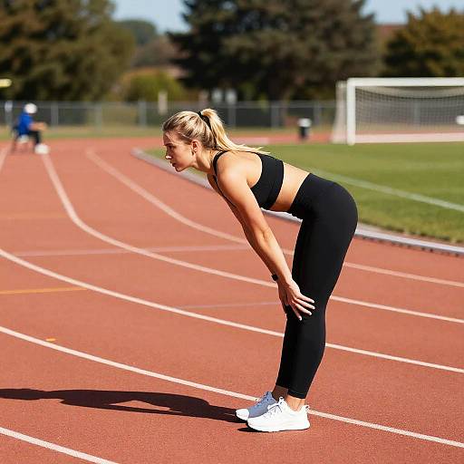 Fit Blonde Woman on Sunlit Track