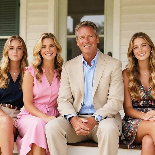 Family Sitting on Porch