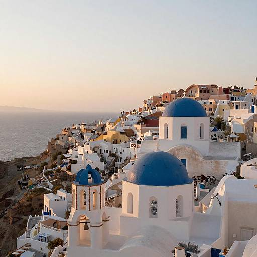 Golden Sunset over Coastal Greek Village