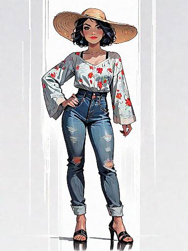 Boho Chic Woman in Casual Pose