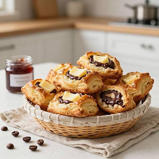 Assorted Croissants in Sunlit Kitchen
