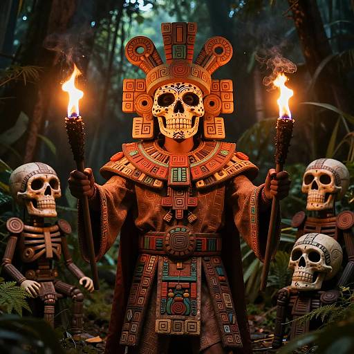 Vivid Aztec Death God Illustration