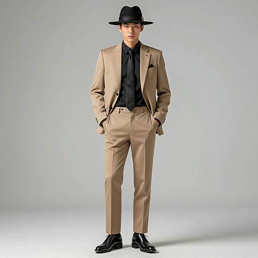 Stylish Young Man in Mafia Costume