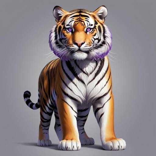 Realistic Tiger with Violet Eyes Portrait Realistic Tiger with Violet Eyes Portrait