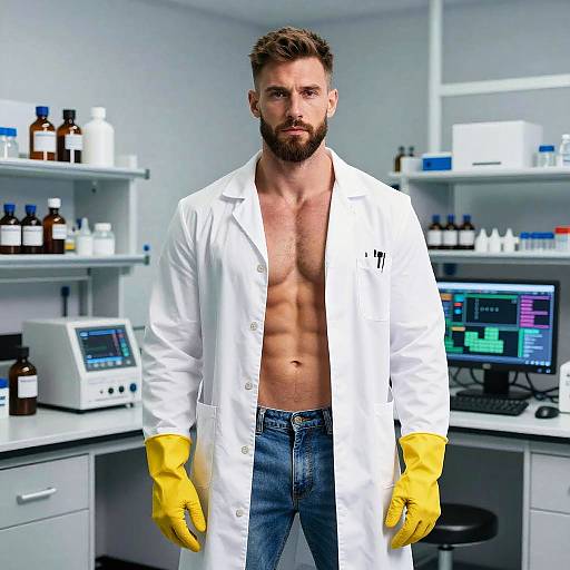 Muscular Scientist in Modern Lab