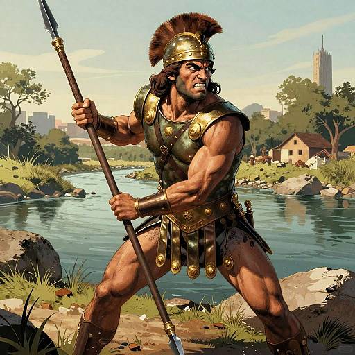 Achilles on Riverbank, Comic-Style Realism