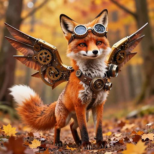 Steampunk Foxler Character with Wings