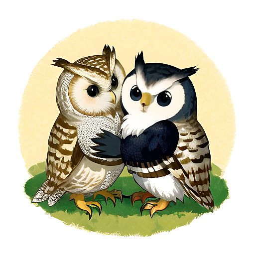 Cozy Hug Between Hedgehog and Owl