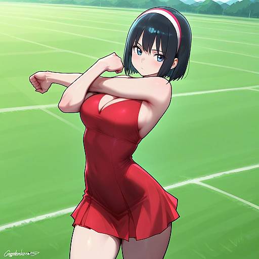 Dynamic Outdoor Stretching Girl