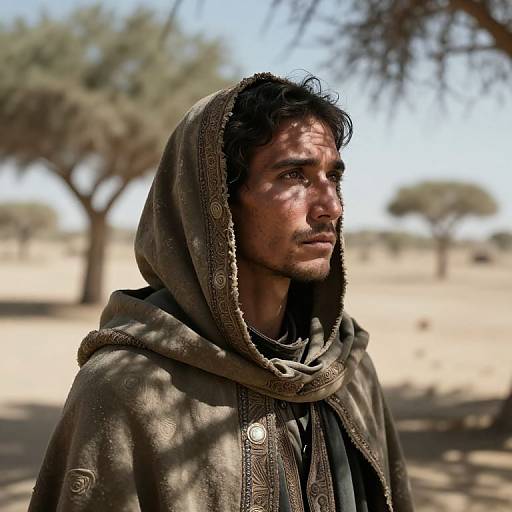 Haunting Portrait of Weary Traveler