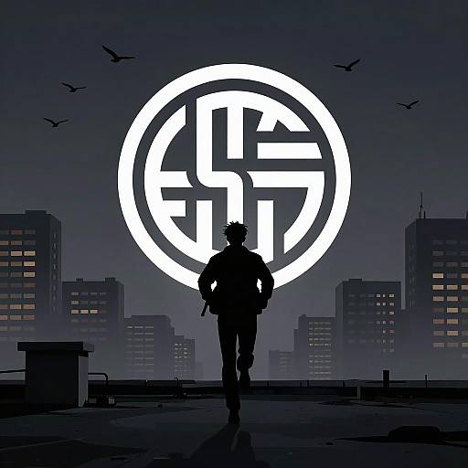 Dynamic Urban Silhouette with Gun Action