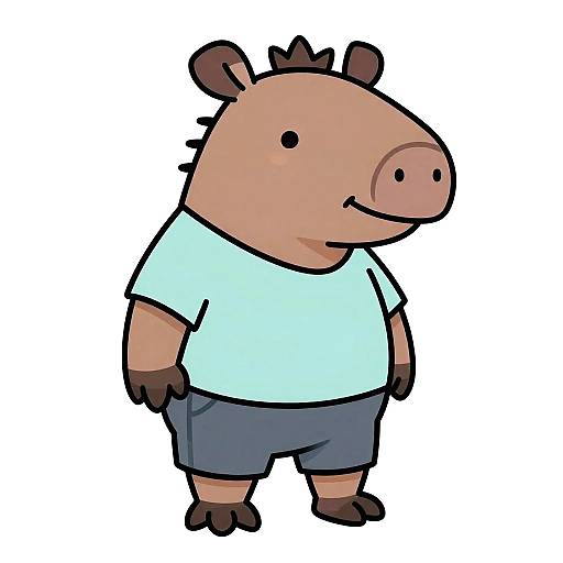 Anthropomorphic Tapir Character in Casual Outfit