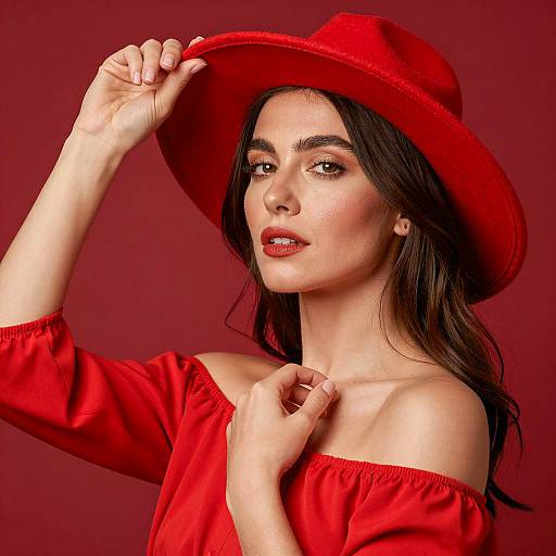 Confident Woman in Red Hat Portrait