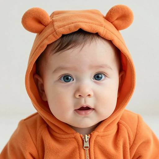 Baby in Orange Hooded Outfit