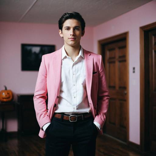 Young Man in Pink Blazer Indoors