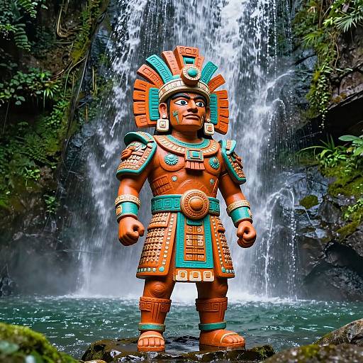 Vibrant Aztec Warrior Statue