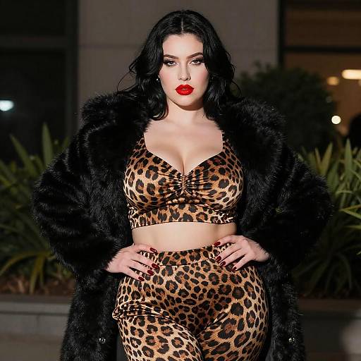 Confident Curvy Woman in Leopard Print