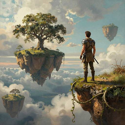 Explorer on Floating Islands with Oak Tree