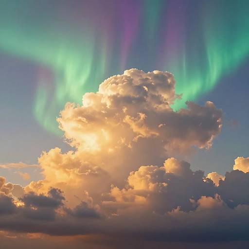 Ethereal Cumulus Clouds with Auroras