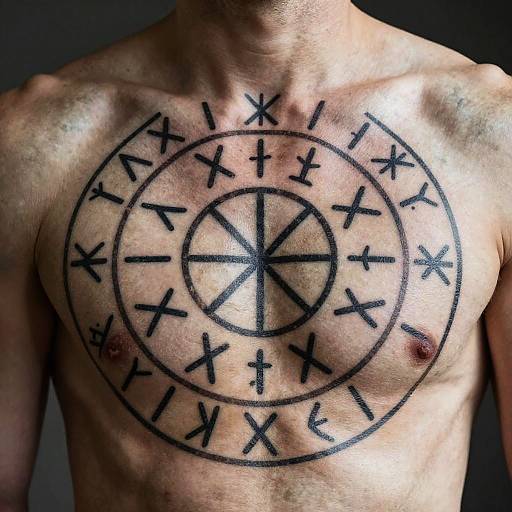 Elder Futhark Circular Chest Tattoo