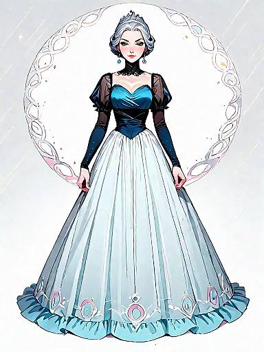 Elegant Woman in Blue Evening Gown with Tiara