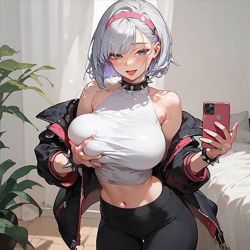 Edgy Selfie with Spiked Accessories