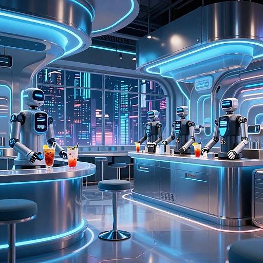 Futuristic Cyberpunk Cafe Scene