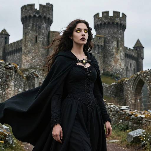 Gothic Girl with Yellow Eyes