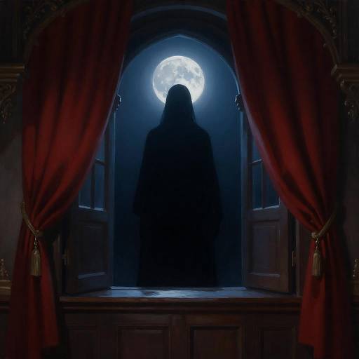 Mystical Figure in Moonlit Doorway