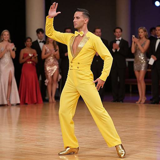 Male Party Dance Costume Yellow Gold