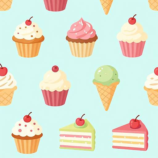Cupcake and Ice Cream Vector Background