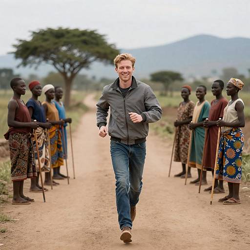 Joyful Run Through a Vibrant Village