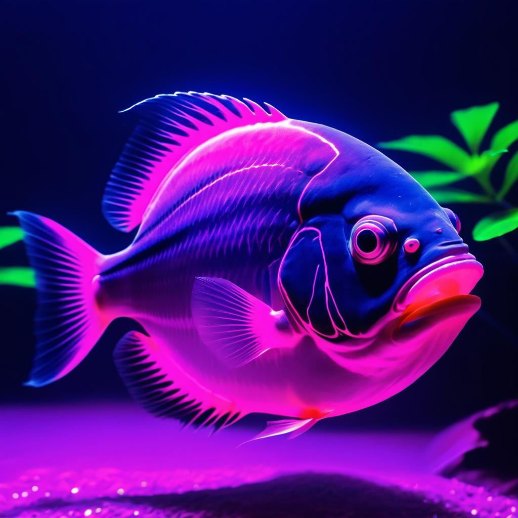 Glowing Pink Piranha in Water