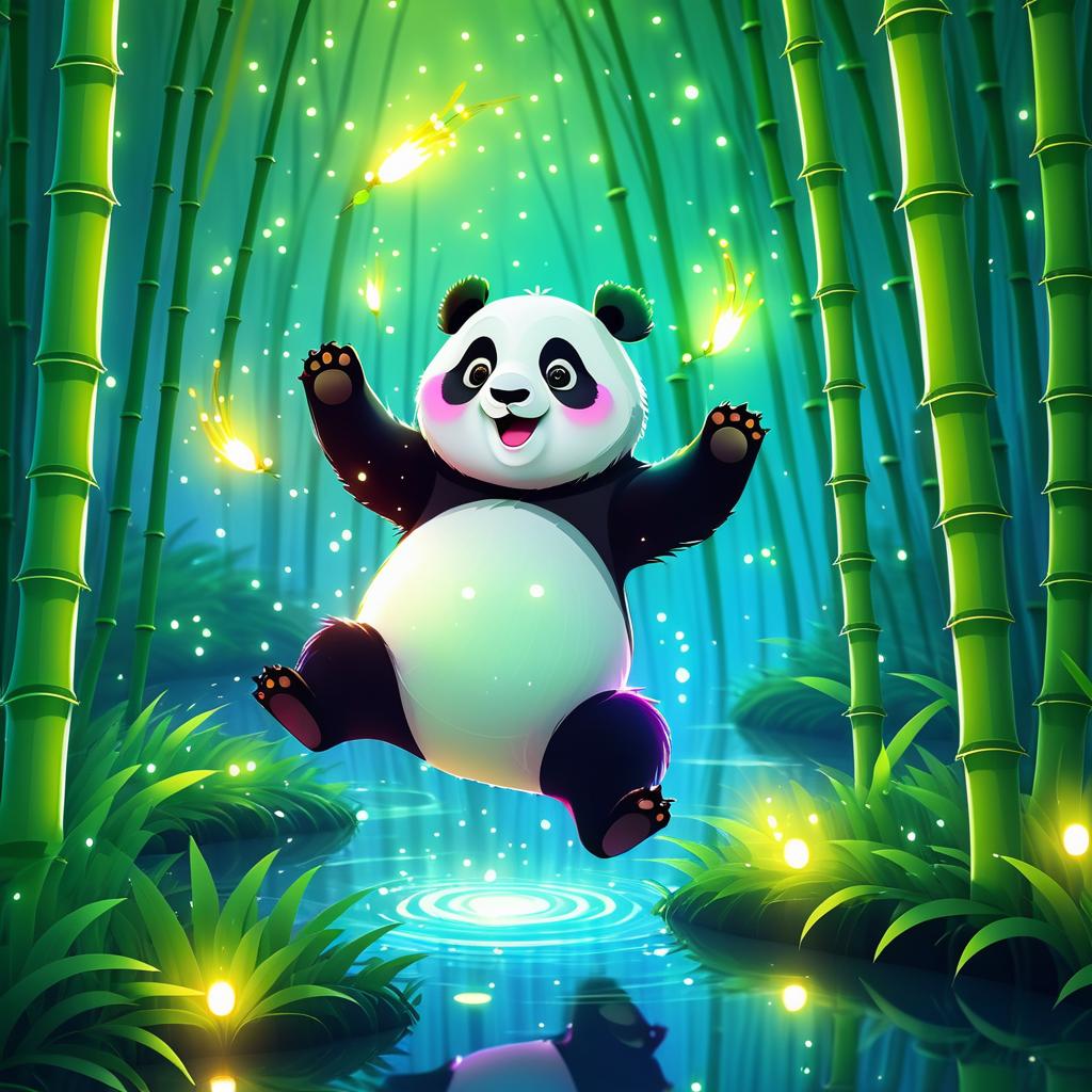 Joyful Panda Dancing in Bamboo Paradise