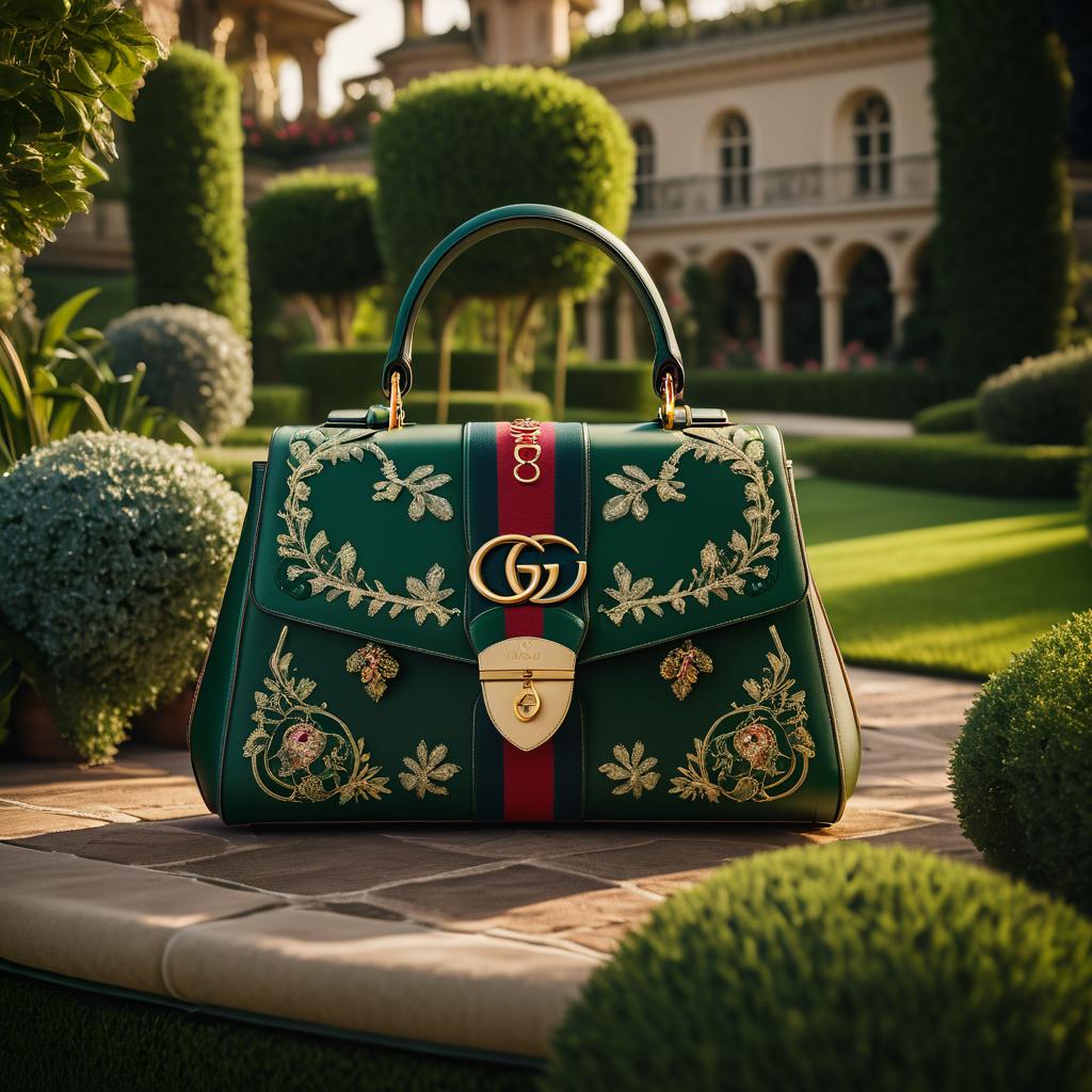 Luxurious Gucci Handbag in Elegant Garden