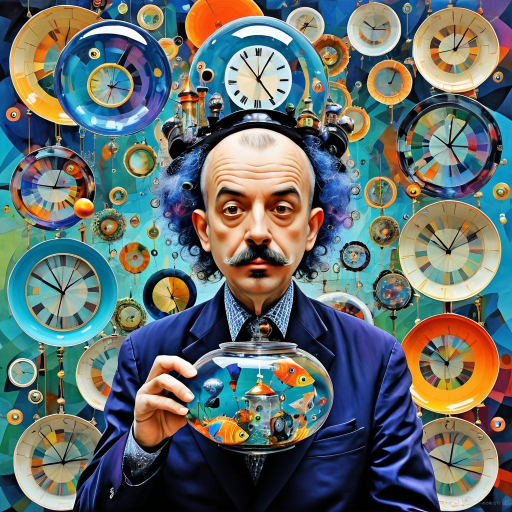 Eccentric Dada Portrait with Fishbowl Head