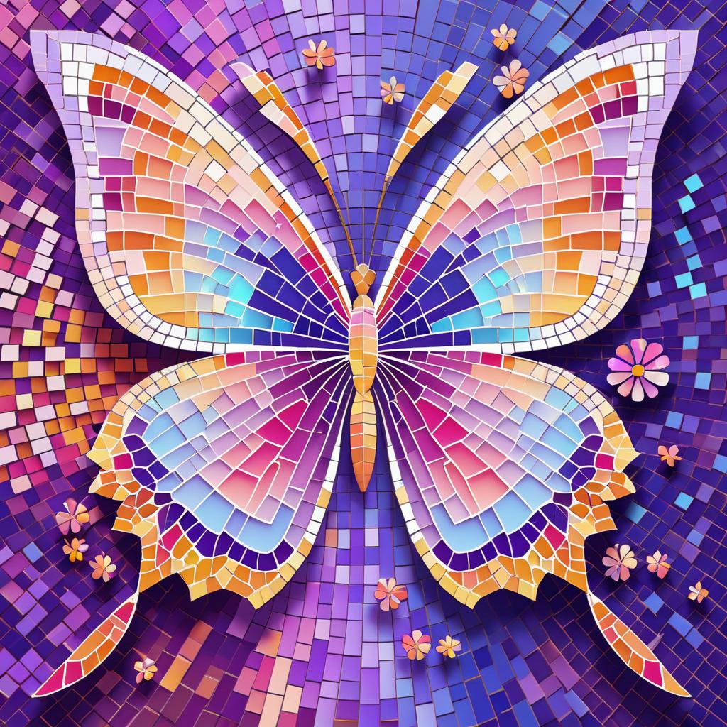 Whimsical Mosaic Butterfly Artwork