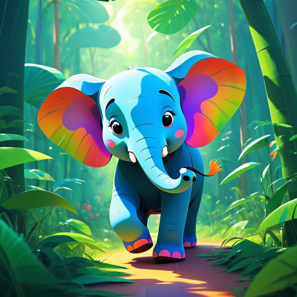 Whimsical Jungle Adventure: Cartoon Elephant