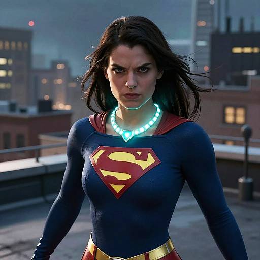 Supergirl with Glowing Kryptonite Necklace
