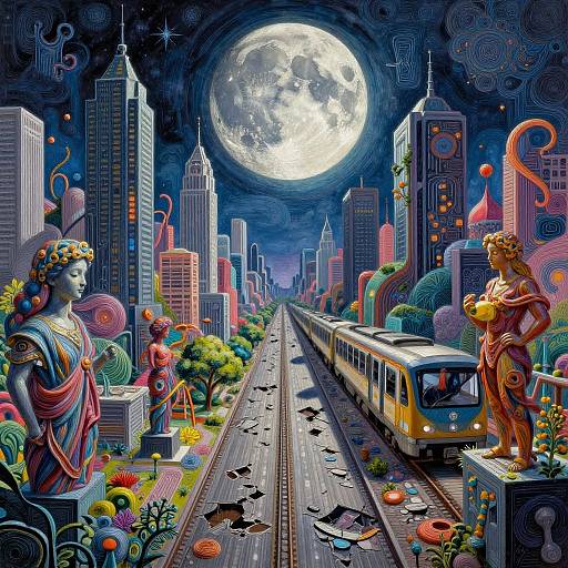 Hyperrealistic Magical Lunar Cityscape