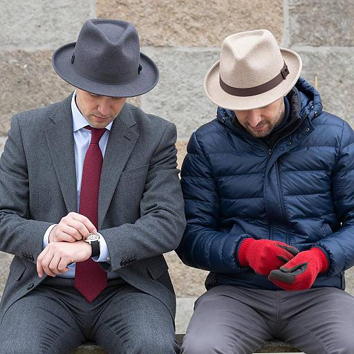 Two Men Outdoors: Fashion and Relaxation