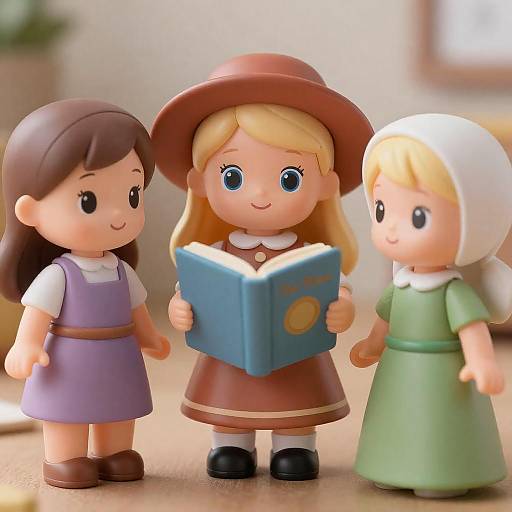 Cheerful Dolls Reading Together Indoors