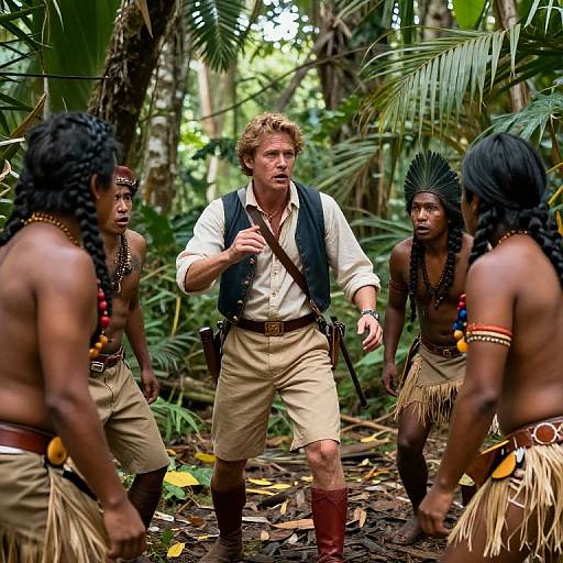 Hyperrealistic Colonial Encounter Scene