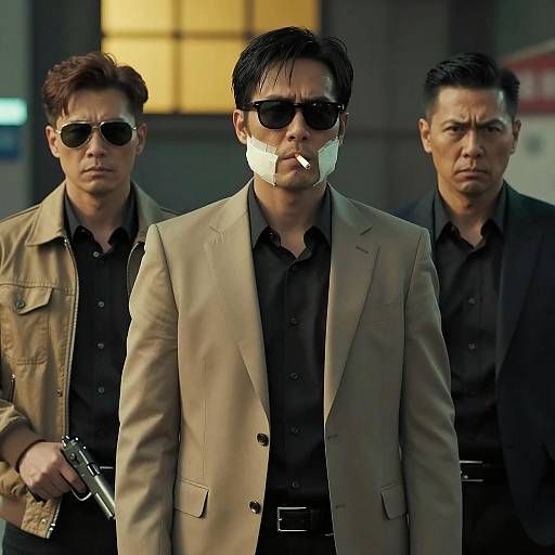 Three Men in Dark Urban Setting