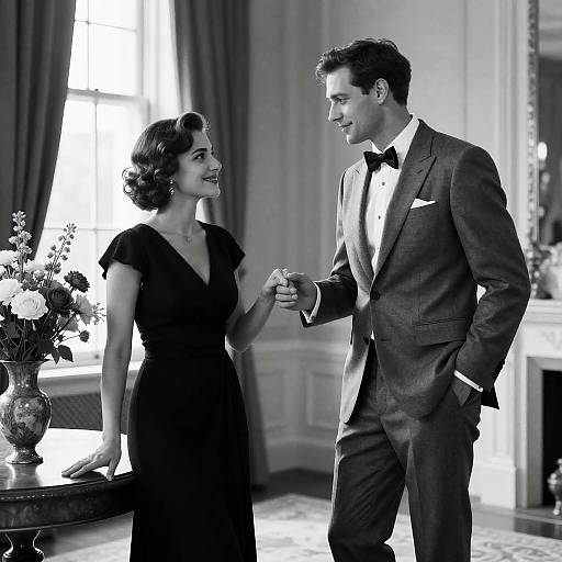 Elegant Black-and-White Couple Portrait