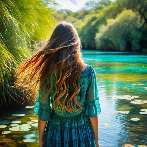 Teen Girl in a Colorful Tranquil Lagoon Teen Girl in a Colorful Tranquil Lagoon
