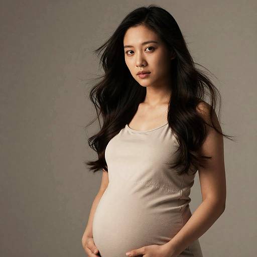 Photorealistic Pregnant Woman Fabric Portrait