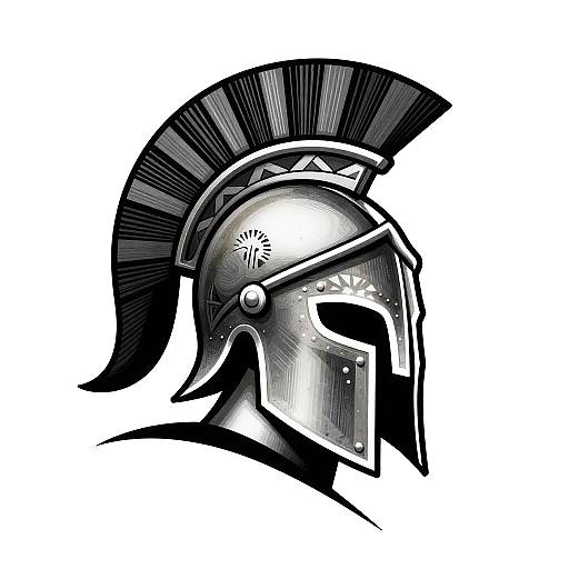Minimalist Spartan Helmet Tattoo Design