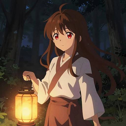 Anime Girl with Glowing Lantern