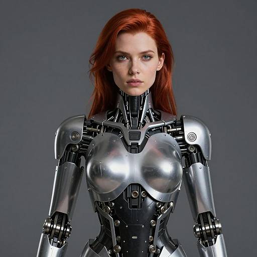 Futuristic Female Cyborg in Detailed Armor
